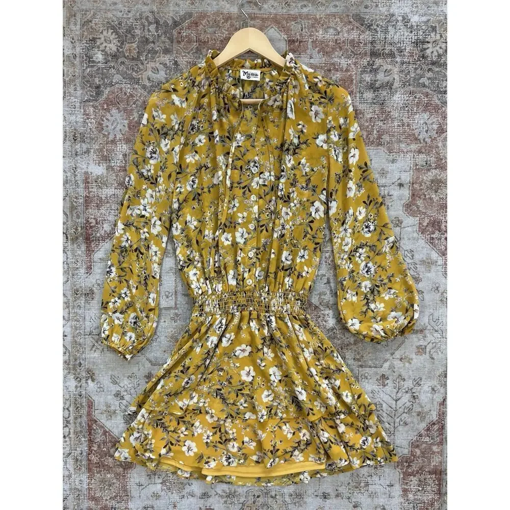 Show Me Your Mumu Channing Flirtin Floral Mini Dress Size XS Yellow - Picture 2 of 9